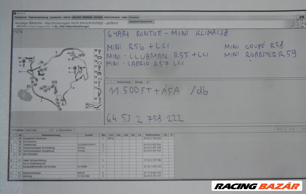 [GYÁRI BONTOTT] MINI - KLÍMACSŐ - MINI R56+LCI ; CLUBMAN R55+LCI ; CABRIO R57 LCI ; COUPÉ R58 ; ROADSTER R59 - 64532758222 2. kép